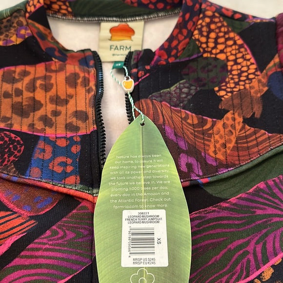 NWT FARM Rio Leopard Mushroom French Terry Jumpsuit size XS - Picture 9 of 9